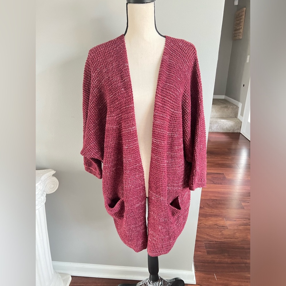 Universal Thread Maroon Knit Open Face Cardigan W… - image 1